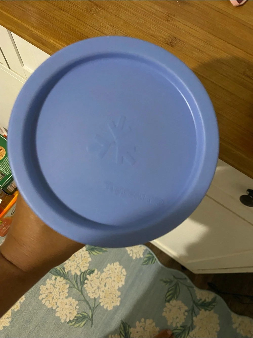 Vintage Nesting Tupperware Blue-Rim White Ceramic Canisters